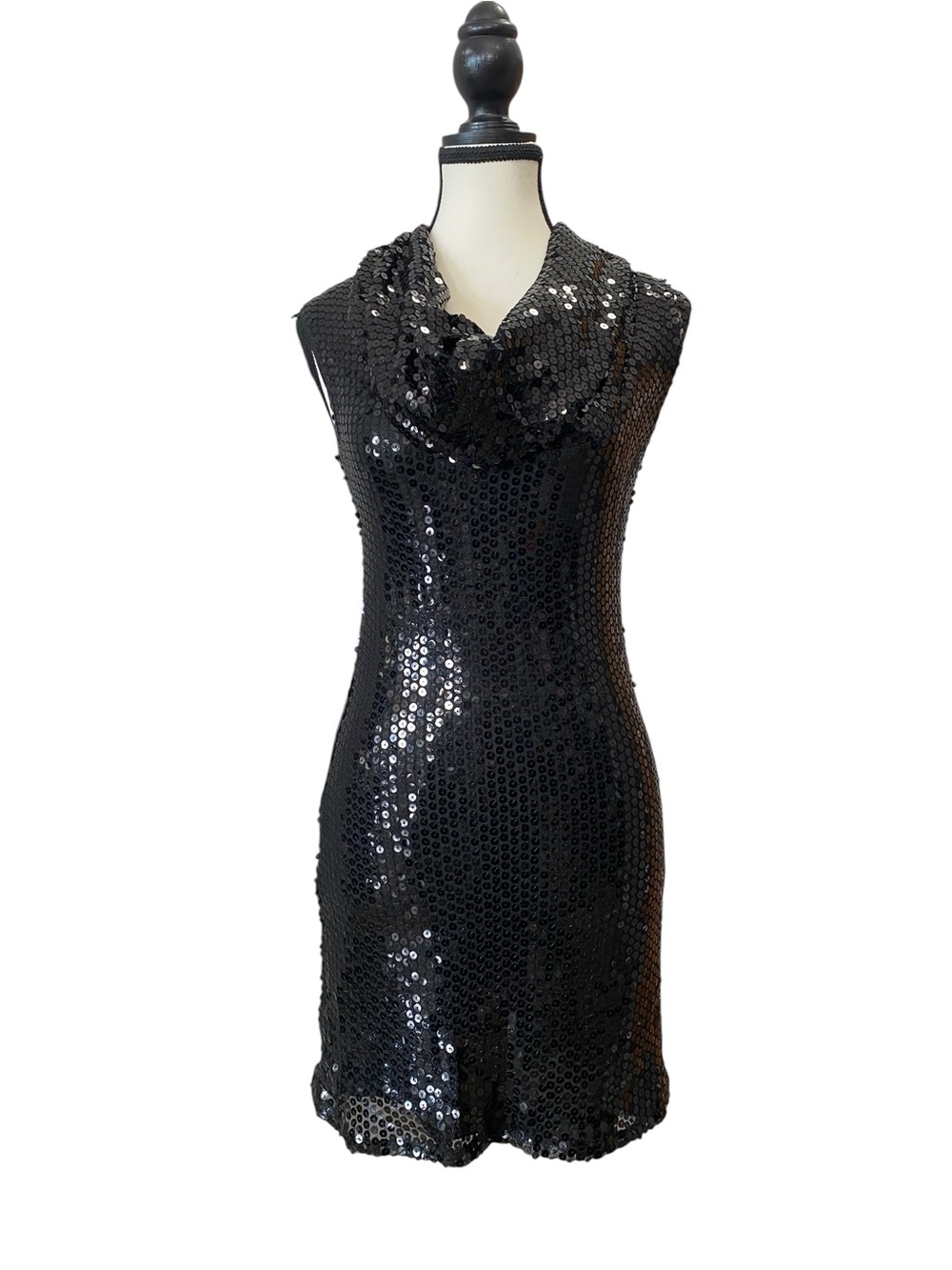 Urban Behavior Black Sequined Cowl Neck Mini Dress Size S
